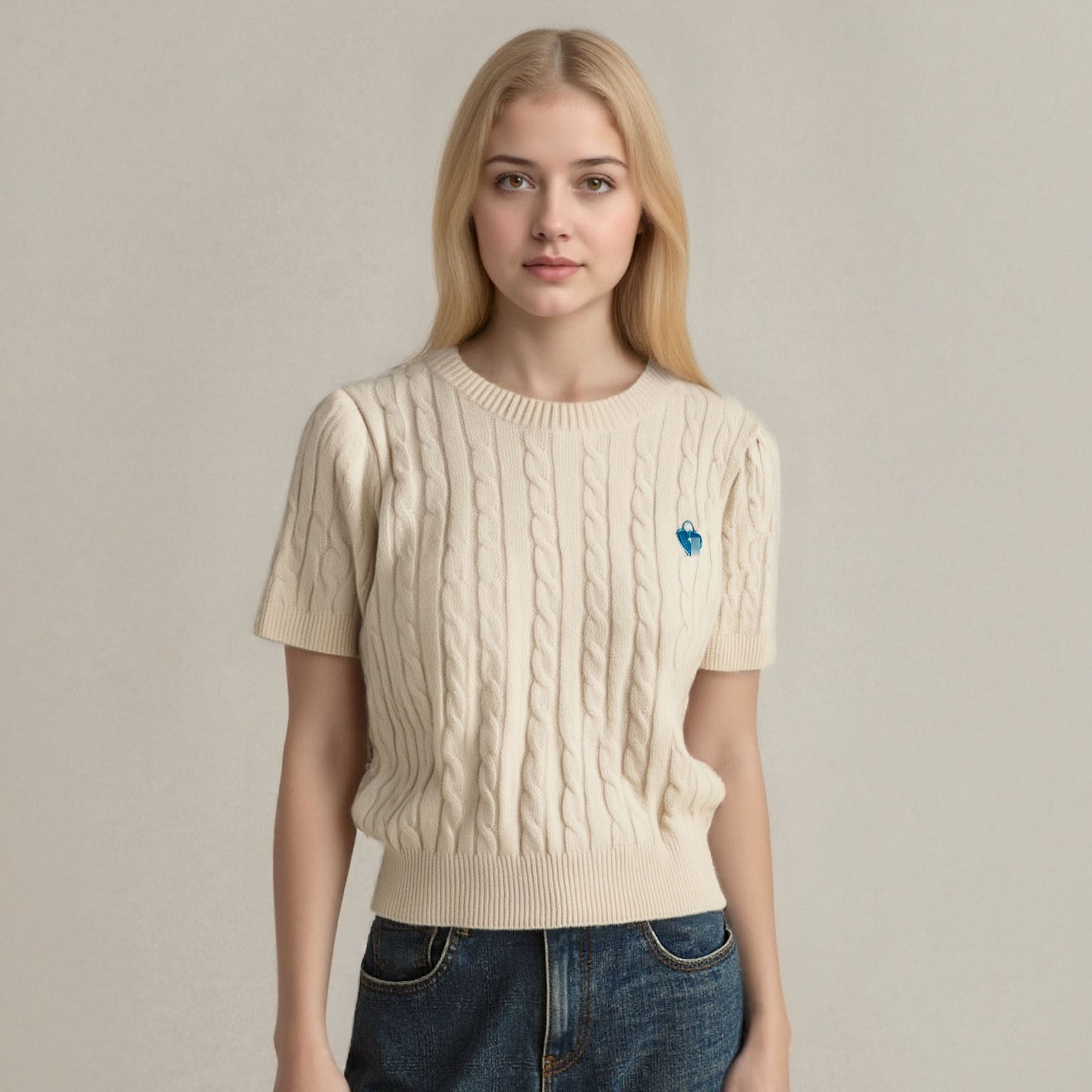 Women‘s Knitted Short-sleeved Shirt